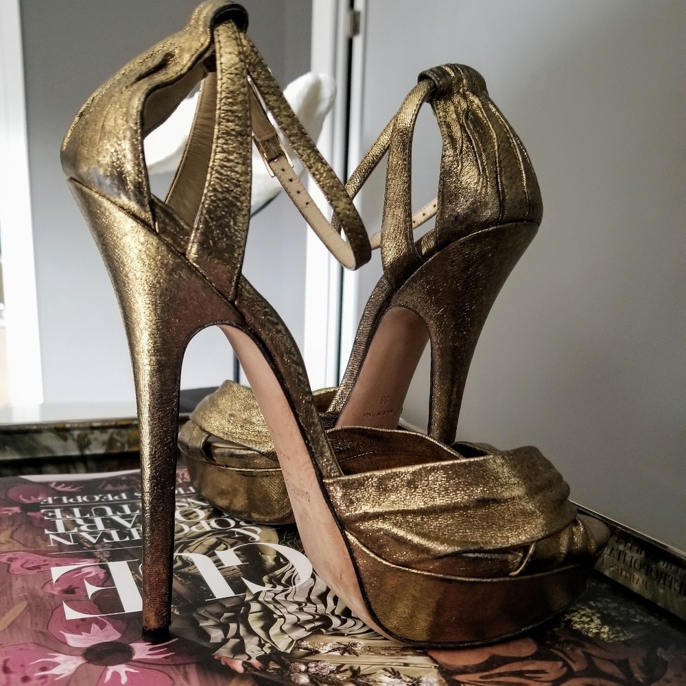 Authentic Jimmy Choo bronze/gold stillettos